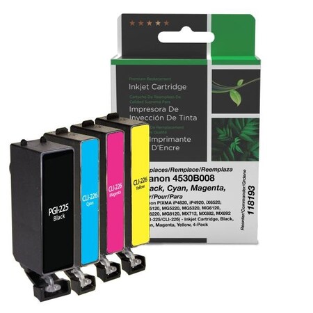 Clover Imaging Group Imaging Remanufactured Black, Cyan, Magenta, Yellow Ink Cartridges, 4PK 118193